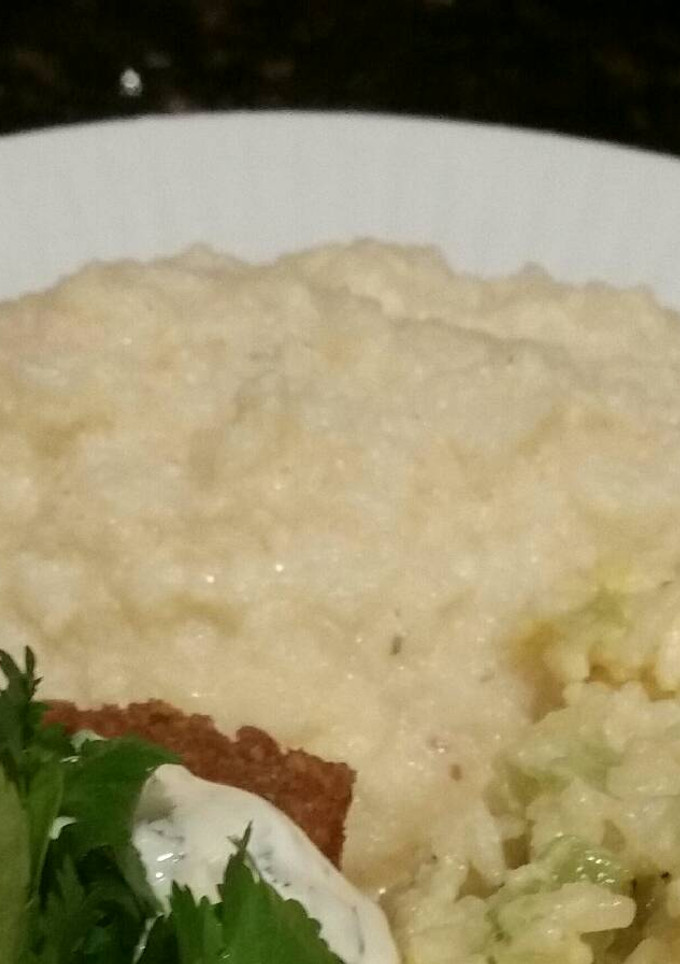 A picture of Brad's garlic parmesan mashed cauliflower.