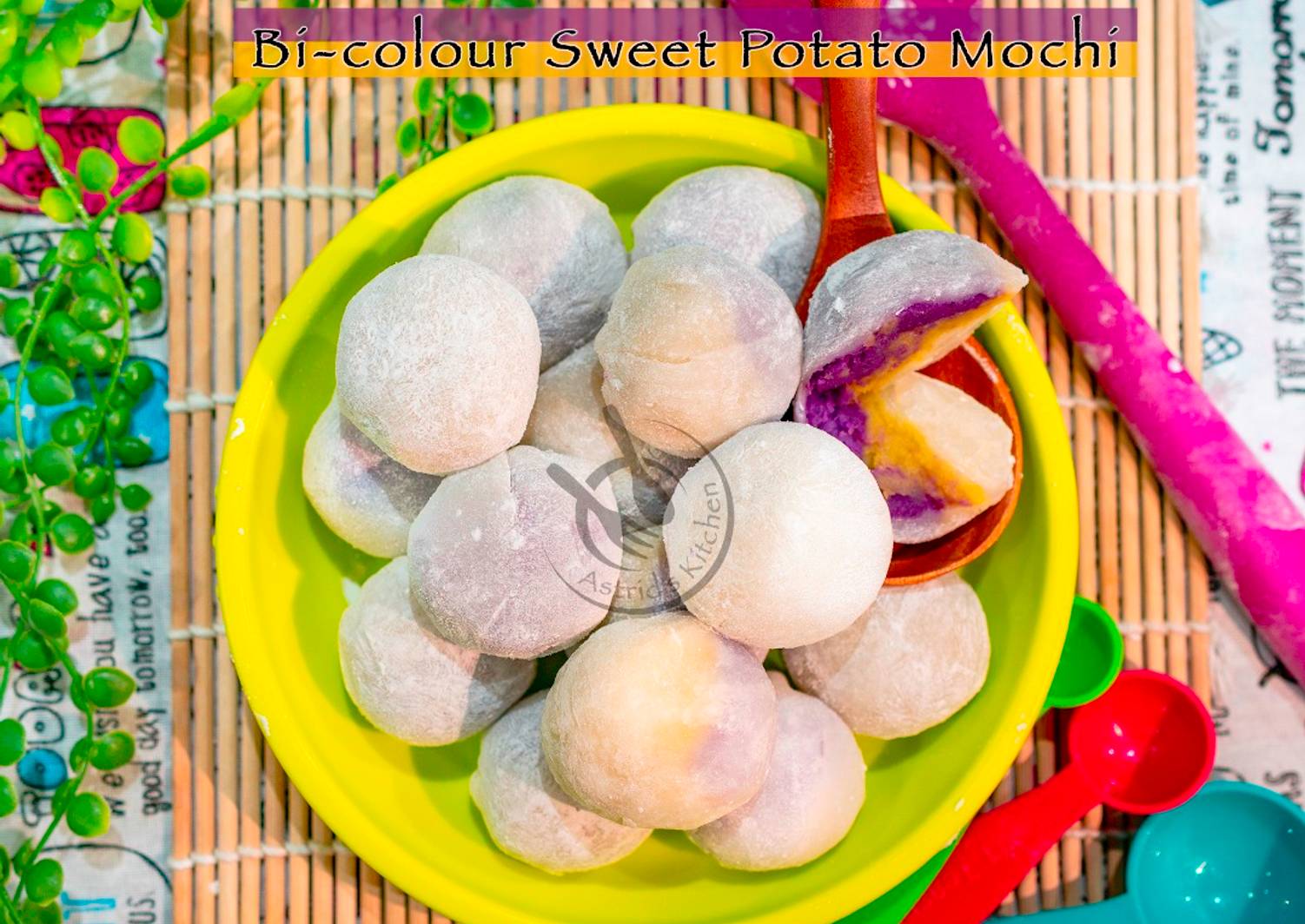 Bicolour Sweet Potato Mochi Recipe by purple_acied Cookpad