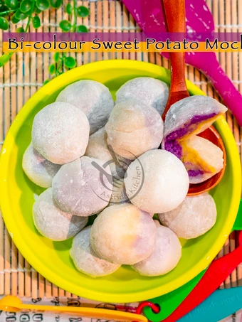 Recipe Bi-colour Sweet Potato Mochi the Delicious Tasty