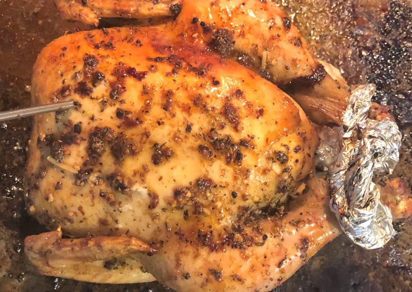 Oven baked whole chicken