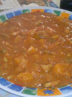 Una foto de Curry de calabaza y champiñones