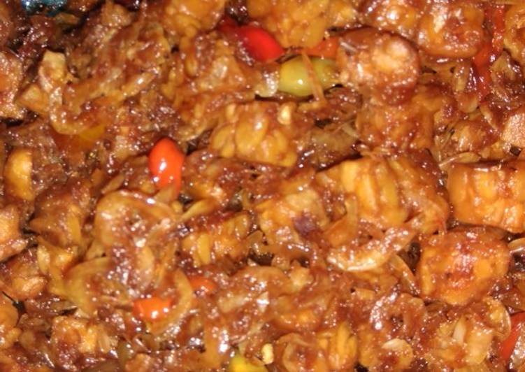 Sambal goreng tempe + udang pape pedas no ribet