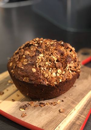 A picture of Banana and almond butter bread 🍌 🍞.