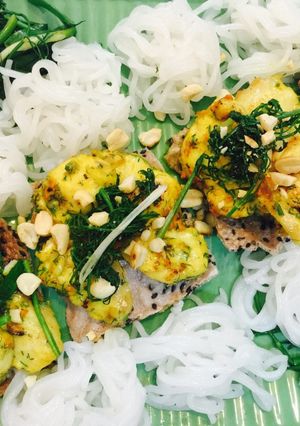 Hình của món Chả cá lóc chung sống cùng bún làm tại nhà.