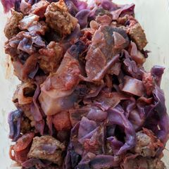 A picture of Sausage, Cabbage, & Pasta.
