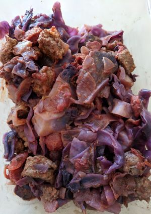 A picture of Sausage, Cabbage, & Pasta.