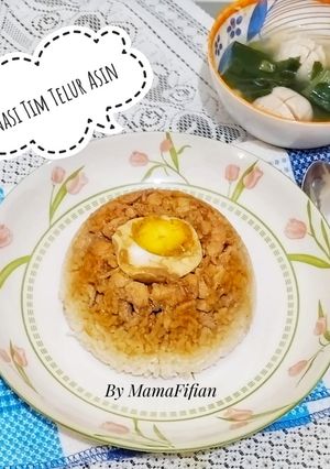 Foto resep Nasi Tim Telur Asin