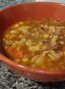 Beef & Barley Noodle Soup (made with rib roast leftovers)