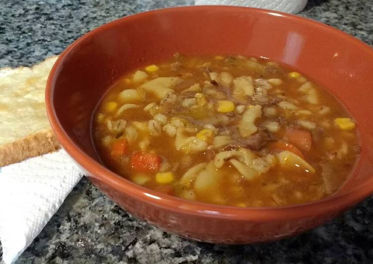 Steps to Prepare Any-night-of-the-week Beef &amp; Barley Noodle Soup (made with rib roast leftovers)