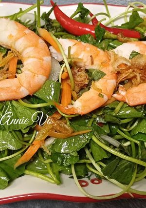 Hình của món Gỏi tôm rau má.