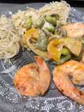 Nouilles soba crevettes curry