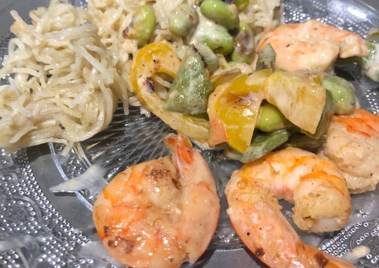 Nouilles soba crevettes curry