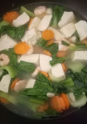 Foto resep Kuah pakcoy tahu udang