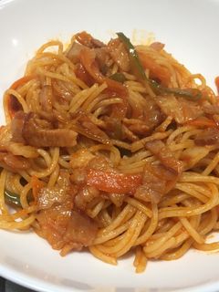 A picture of Napolitan Spaghetti (Japanese Style Ketchup Spaghetti).