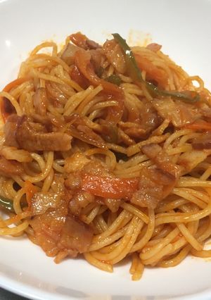 A picture of Napolitan Spaghetti (Japanese Style Ketchup Spaghetti).