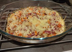 Une photo de Gratin de Crozet à la cancoillotte et carottes