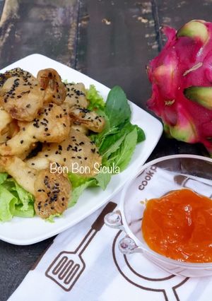 Hình của món Nấm Bào Ngư Chiên Mè Chay.