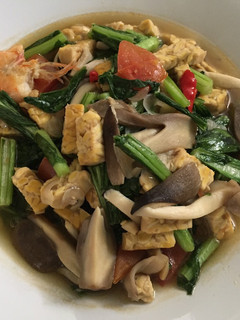 Foto resep Tumis sawi hijau, jamur dan tempe