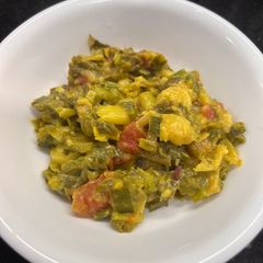 A picture of Spring onion with besan.