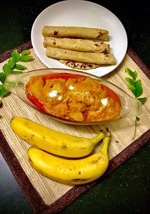 A picture of Punjabi Raw Banana Sabzi.