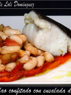 Una foto de Bacalao confitado con ensalada de alubias