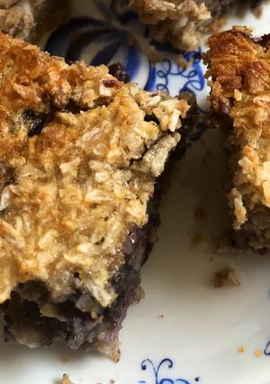 A picture of Berry and coconut squares - with a vegan option.
