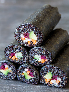 A picture of Veggie quinoa sushi.