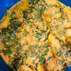 A picture of Pumpkin with spinach.