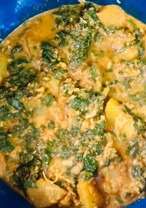 A picture of Pumpkin with spinach.