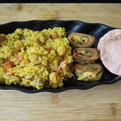 A picture of Soya chunks rice.