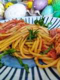 Pasta gamberi pomodorini e rucola