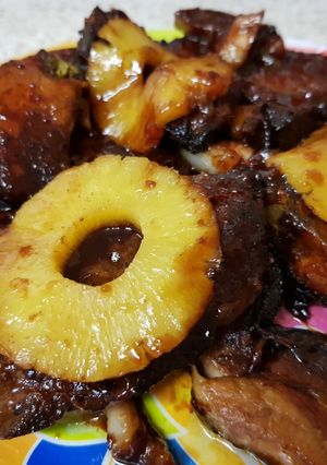 A picture of My Sweet pork Chops pineapple marinated dish #Pork.