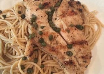 Easiest Way to Recipe Tasty Lemon Chicken with Capers on Wheat Pasta