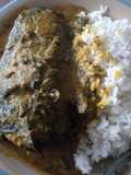 Boiled rice with ofe akwu