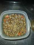Antipasto de lentejas. Lentejas tipo escabeche