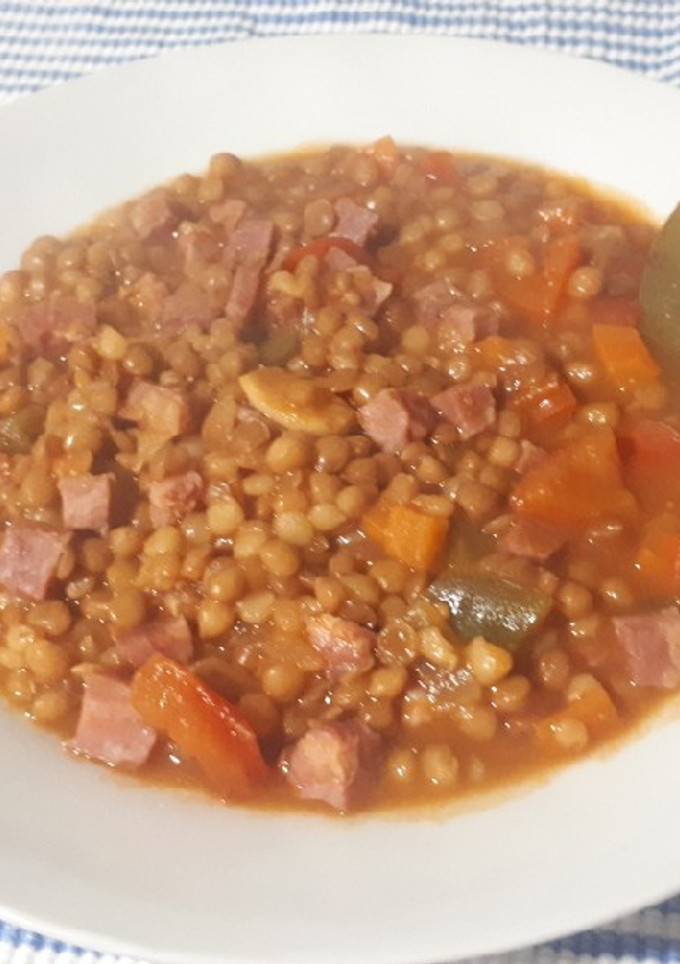 Una foto de Lentejas de verdura con jamón