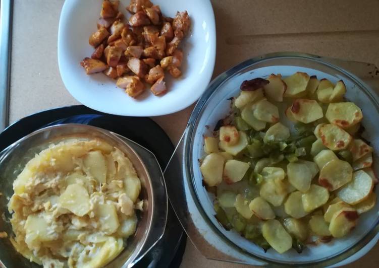 Popurrí de patatas al horno con pinchitos