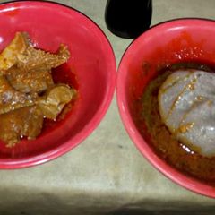 A picture of Amala and ewedu.