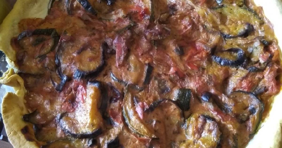 Tarte aubergine courgette au Boursin cuisine ail et fines herbes de