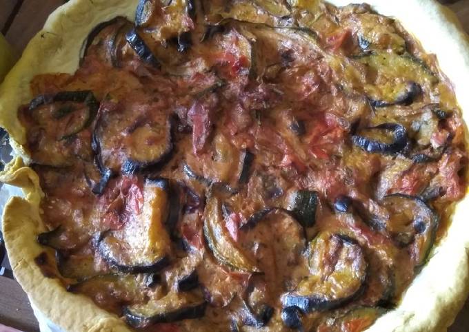 Steps to Prepare Tarte aubergine courgette au Boursin cuisine ail et fines herbes