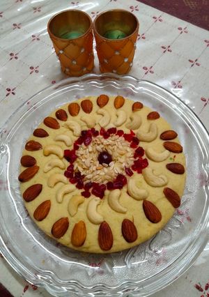 A picture of Moong dal Cake.