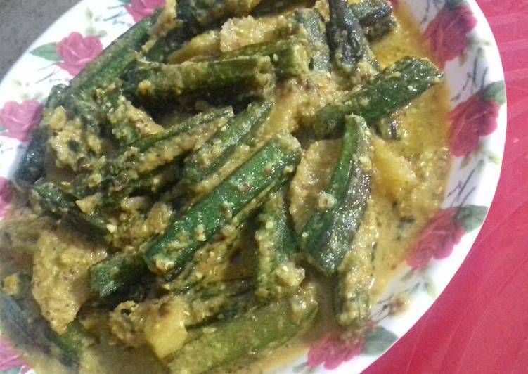 Recipe of Ultimate Bengali shorshe dharosh/bhindi masala with mustard seeds paste