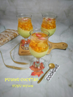 Foto resep Puding Cocktail Susu Melon