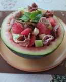 Sajtos-sonkás görögdinnye saláta#gluténmentes#tejmentes