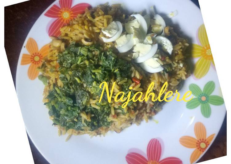 Recipe of Homemade Palm oil rice and beans with spinach | This is Recipe So Great You Must Attempt Now !!