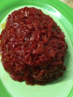Una foto de Queso philadelphia con pimientos del piquillo caramelizados