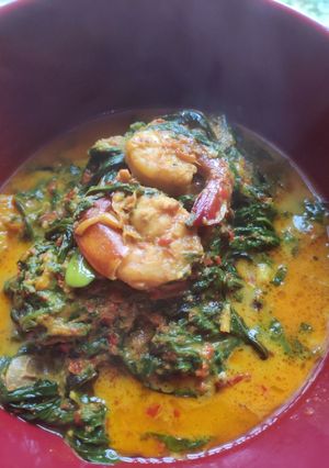 Foto resep Gulai udang + Daun ubi + Pete