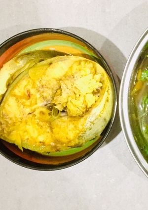Hình của món Canh cá bớp rau dền mồng tơi.