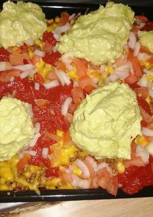 A picture of Bacon and mince natcho's.