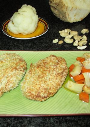 Foto principal de Pelotas alargadas de coliflor con guarnición - vegana